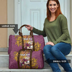 Personalised Brisbane Broncos Travel Bag Polynesian Tribal Pattern With Rugby Horse Mascot Art