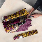 Personalised Brisbane Broncos Umbrella Polynesian Tribal Pattern With Rugby Horse Mascot Art