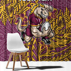 Personalised Brisbane Broncos Window Curtain Polynesian Tribal Pattern With Rugby Horse Mascot Art