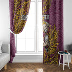 Personalised Brisbane Broncos Window Curtain Polynesian Tribal Pattern With Rugby Horse Mascot Art
