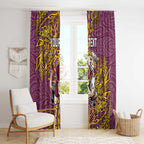 Personalised Brisbane Broncos Window Curtain Polynesian Tribal Pattern With Rugby Horse Mascot Art