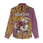 Personalised Brisbane Broncos Women Casual Shirt Polynesian Tribal Pattern With Rugby Horse Mascot Art