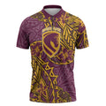 Personalised Brisbane Broncos Zipper Polo Shirt Polynesian Tribal Pattern With Rugby Horse Mascot Art