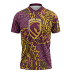 Personalised Brisbane Broncos Zipper Polo Shirt Polynesian Tribal Pattern With Rugby Horse Mascot Art