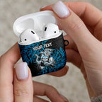 Personalised Cronulla-Sutherland Sharks AirPods Case Polynesian Tribal Pattern With Rugby Shark Mascot Art