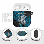 Personalised Cronulla-Sutherland Sharks AirPods Case Polynesian Tribal Pattern With Rugby Shark Mascot Art