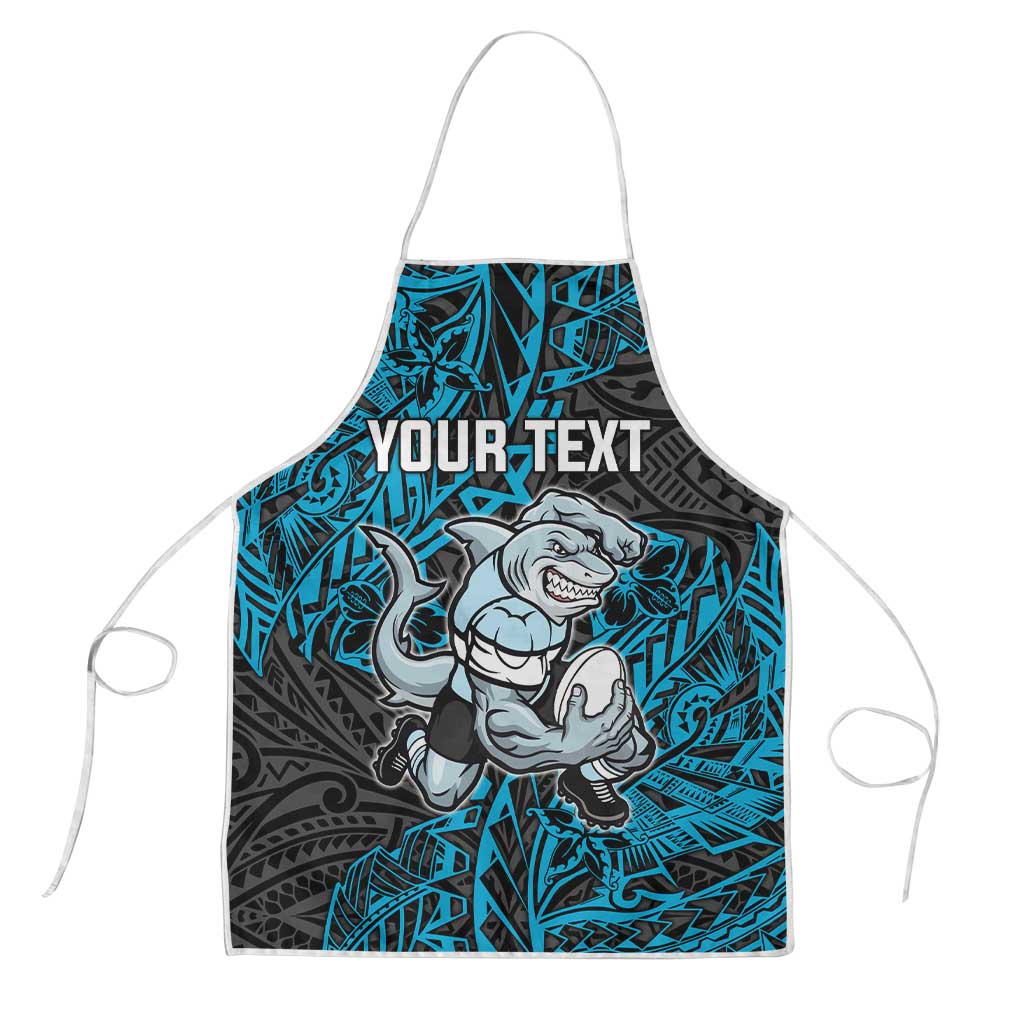 Personalised Cronulla-Sutherland Sharks Apron Polynesian Tribal Pattern With Rugby Shark Mascot Art