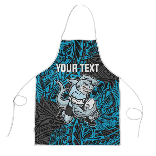 Personalised Cronulla-Sutherland Sharks Apron Polynesian Tribal Pattern With Rugby Shark Mascot Art