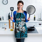 Personalised Cronulla-Sutherland Sharks Apron Polynesian Tribal Pattern With Rugby Shark Mascot Art