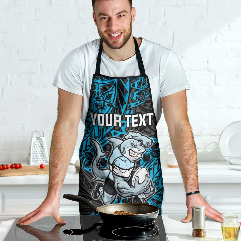 Personalised Cronulla-Sutherland Sharks Apron Polynesian Tribal Pattern With Rugby Shark Mascot Art