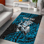 Personalised Cronulla-Sutherland Sharks Area Rug Polynesian Tribal Pattern With Rugby Shark Mascot Art