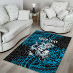 Personalised Cronulla-Sutherland Sharks Area Rug Polynesian Tribal Pattern With Rugby Shark Mascot Art