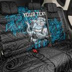 Personalised Cronulla-Sutherland Sharks Back Car Seat Cover Polynesian Tribal Pattern With Rugby Shark Mascot Art