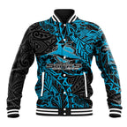 Personalised Cronulla-Sutherland Sharks Baseball Jacket Polynesian Tribal Pattern With Rugby Shark Mascot Art