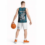 Personalised Cronulla-Sutherland Sharks Basketball Jersey Polynesian Tribal Pattern With Rugby Shark Mascot Art