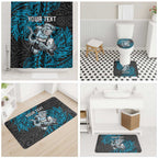 Personalised Cronulla-Sutherland Sharks Bathroom Set Polynesian Tribal Pattern With Rugby Shark Mascot Art