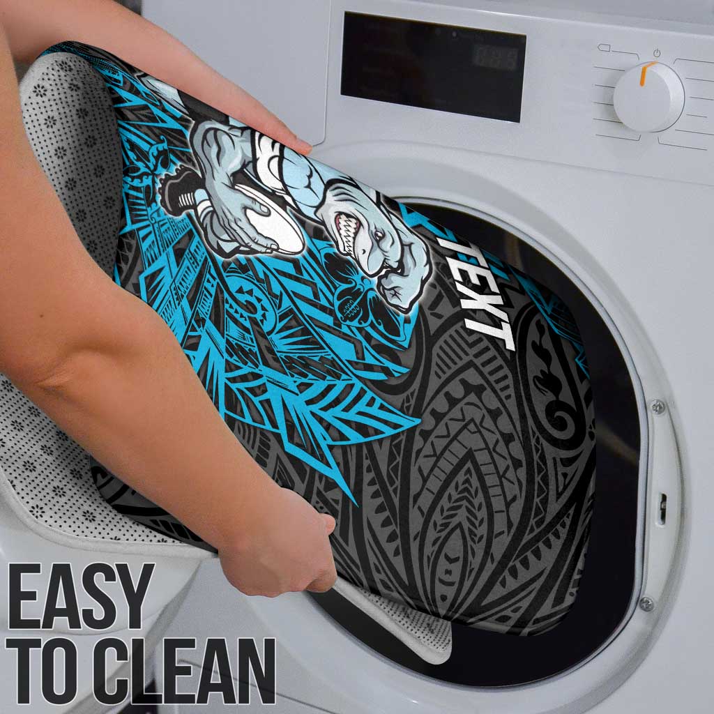 Personalised Cronulla-Sutherland Sharks Bathroom Set Polynesian Tribal Pattern With Rugby Shark Mascot Art