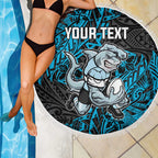 Personalised Cronulla-Sutherland Sharks Beach Blanket Polynesian Tribal Pattern With Rugby Shark Mascot Art