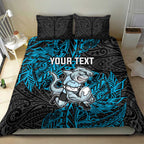 Personalised Cronulla-Sutherland Sharks Bedding Set Polynesian Tribal Pattern With Rugby Shark Mascot Art