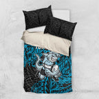 Personalised Cronulla-Sutherland Sharks Bedding Set Polynesian Tribal Pattern With Rugby Shark Mascot Art
