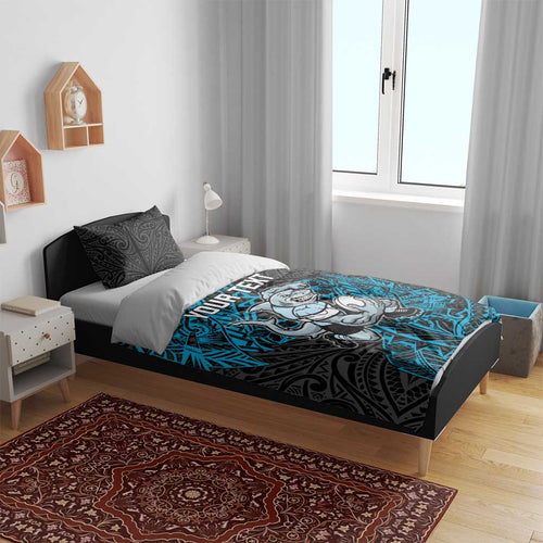 Personalised Cronulla-Sutherland Sharks Bedding Set Polynesian Tribal Pattern With Rugby Shark Mascot Art