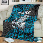 Personalised Cronulla-Sutherland Sharks Blanket Polynesian Tribal Pattern With Rugby Shark Mascot Art