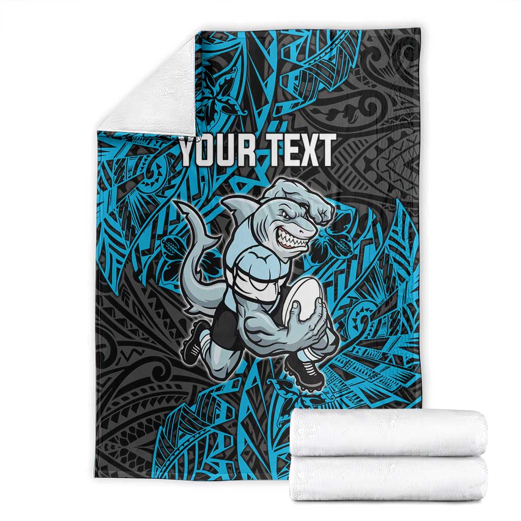 Personalised Cronulla-Sutherland Sharks Blanket Polynesian Tribal Pattern With Rugby Shark Mascot Art
