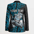 Personalised Cronulla-Sutherland Sharks Blazer Polynesian Tribal Pattern With Rugby Shark Mascot Art