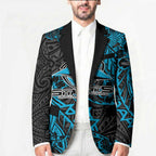 Personalised Cronulla-Sutherland Sharks Blazer Polynesian Tribal Pattern With Rugby Shark Mascot Art