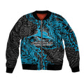 Personalised Cronulla-Sutherland Sharks Bomber Jacket Polynesian Tribal Pattern With Rugby Shark Mascot Art