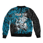 Personalised Cronulla-Sutherland Sharks Bomber Jacket Polynesian Tribal Pattern With Rugby Shark Mascot Art