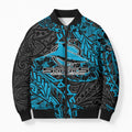 Personalised Cronulla-Sutherland Sharks Bomber Puffer Jacket Polynesian Tribal Pattern With Rugby Shark Mascot Art