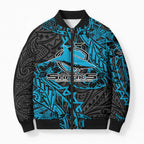 Personalised Cronulla-Sutherland Sharks Bomber Puffer Jacket Polynesian Tribal Pattern With Rugby Shark Mascot Art