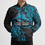 Personalised Cronulla-Sutherland Sharks Bomber Puffer Jacket Polynesian Tribal Pattern With Rugby Shark Mascot Art
