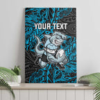 Personalised Cronulla-Sutherland Sharks Canvas Wall Art Polynesian Tribal Pattern With Rugby Shark Mascot Art