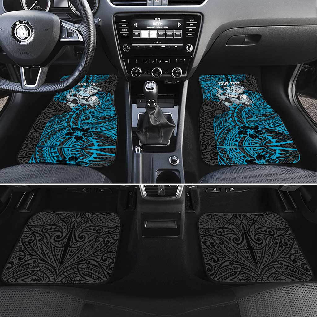 Personalised Cronulla-Sutherland Sharks Car Mats Polynesian Tribal Pattern With Rugby Shark Mascot Art