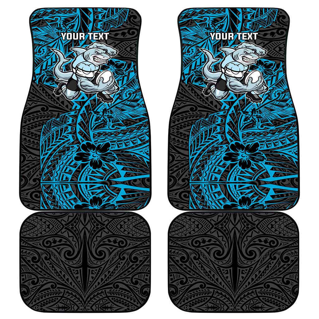 Personalised Cronulla-Sutherland Sharks Car Mats Polynesian Tribal Pattern With Rugby Shark Mascot Art