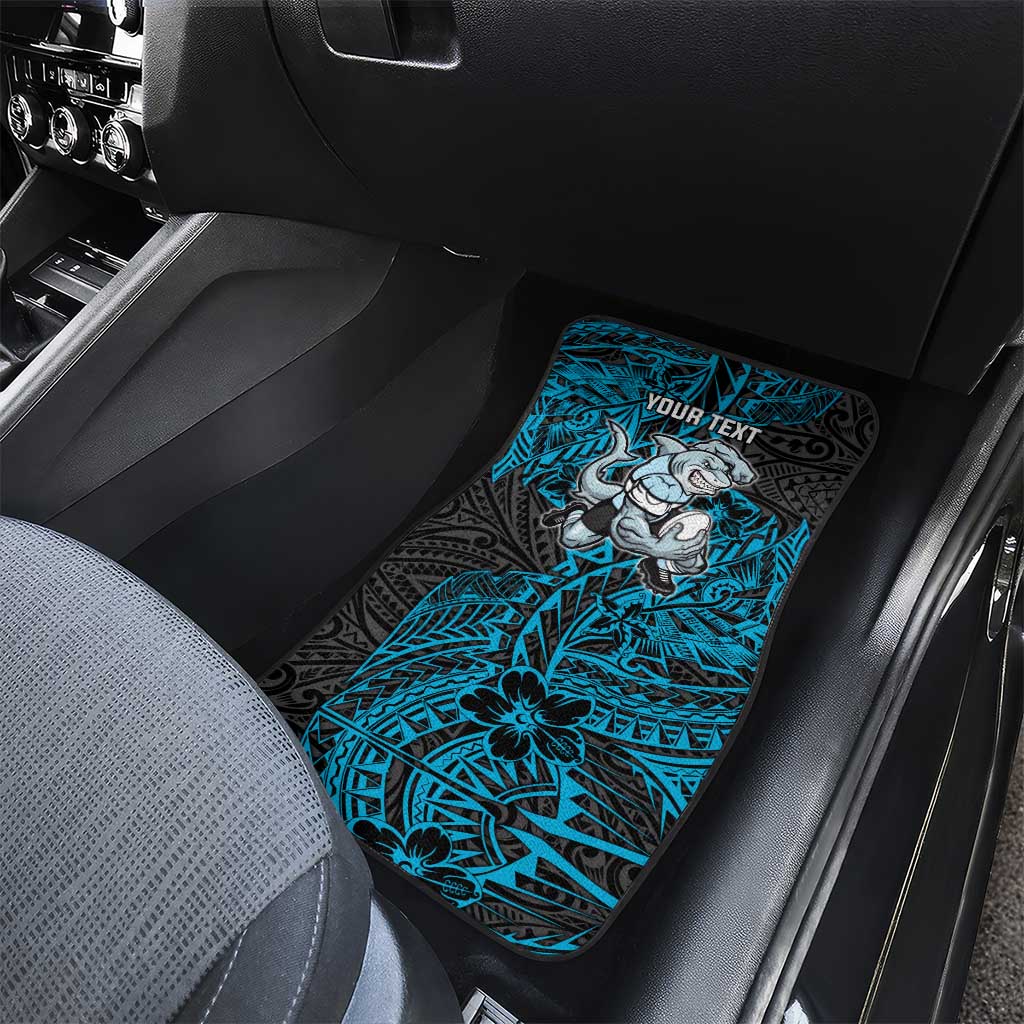 Personalised Cronulla-Sutherland Sharks Car Mats Polynesian Tribal Pattern With Rugby Shark Mascot Art