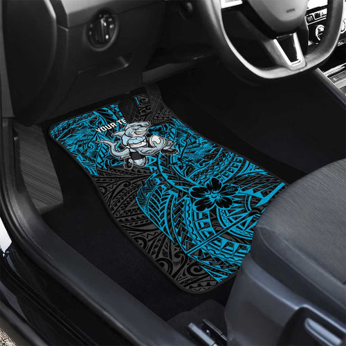 Personalised Cronulla-Sutherland Sharks Car Mats Polynesian Tribal Pattern With Rugby Shark Mascot Art
