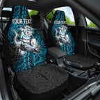 Personalised Cronulla-Sutherland Sharks Car Seat Cover Polynesian Tribal Pattern With Rugby Shark Mascot Art