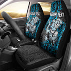 Personalised Cronulla-Sutherland Sharks Car Seat Cover Polynesian Tribal Pattern With Rugby Shark Mascot Art