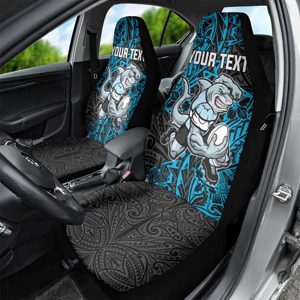Personalised Cronulla-Sutherland Sharks Car Seat Cover Polynesian Tribal Pattern With Rugby Shark Mascot Art