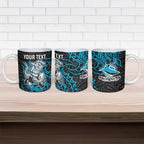 Personalised Cronulla-Sutherland Sharks Ceramic Mug Polynesian Tribal Pattern With Rugby Shark Mascot Art