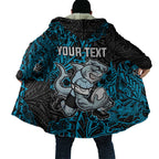 Personalised Cronulla-Sutherland Sharks Cloak Polynesian Tribal Pattern With Rugby Shark Mascot Art