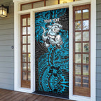 Personalised Cronulla-Sutherland Sharks Door Cover Polynesian Tribal Pattern With Rugby Shark Mascot Art