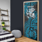 Personalised Cronulla-Sutherland Sharks Door Cover Polynesian Tribal Pattern With Rugby Shark Mascot Art