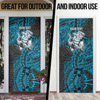 Personalised Cronulla-Sutherland Sharks Door Cover Polynesian Tribal Pattern With Rugby Shark Mascot Art