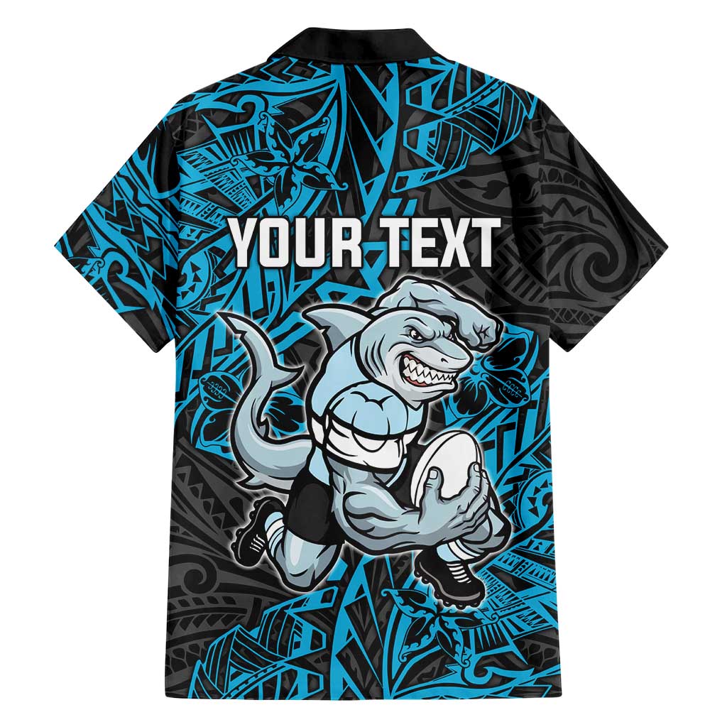 Personalised Cronulla-Sutherland Sharks Family Matching Long Sleeve Bodycon Dress and Hawaiian Shirt Polynesian Tribal Pattern With Rugby Shark Mascot Art