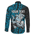 Personalised Cronulla-Sutherland Sharks Family Matching Mermaid Dress and Hawaiian Shirt Polynesian Tribal Pattern With Rugby Shark Mascot Art