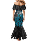 Personalised Cronulla-Sutherland Sharks Family Matching Mermaid Dress and Hawaiian Shirt Polynesian Tribal Pattern With Rugby Shark Mascot Art